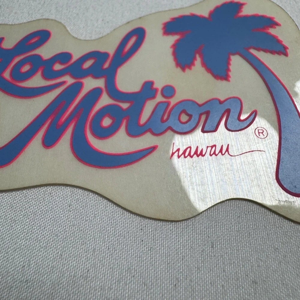 Vintage Local Motion Hawaii Surf Sticker Palm Tree Logo Blue Pink Decal 80s 90s
